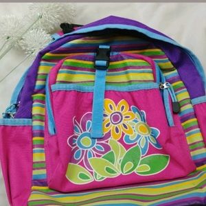 Hanna Andersson Backpack Girls Floral Pink Stripes